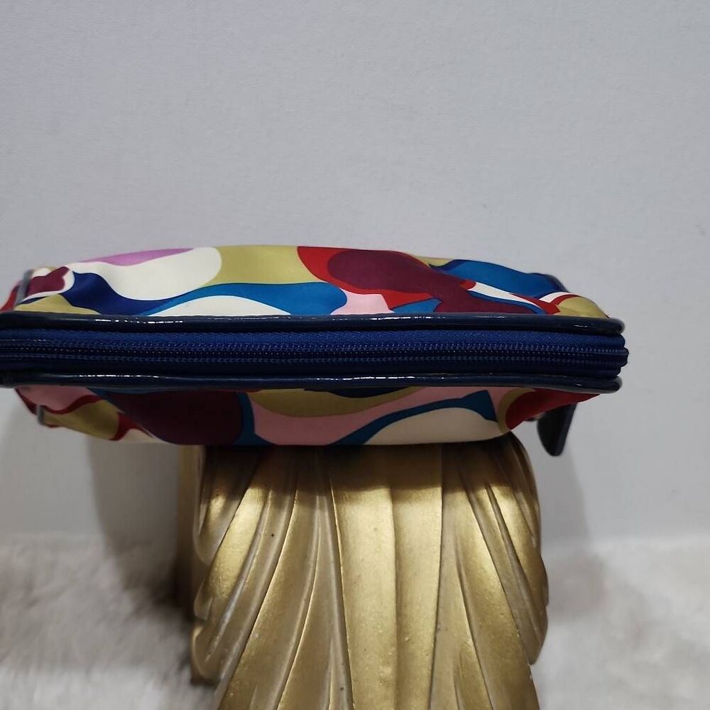 Coach Multicolor Scarf Print Satin Cosmetic Pouch Travel Case Y2K - Picture 3 of 7